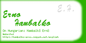 erno hambalko business card